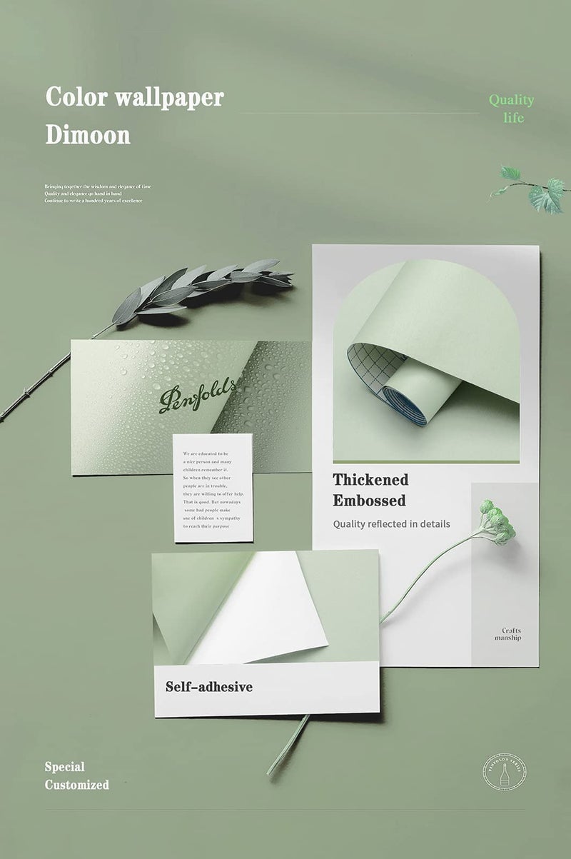 Dimoon 118''x17.7'' Green Peel and Stick Wallpaper Contact Paper Modern Self Adhesive Wall Paper Removable Renter Friendly Textured Solid Color Shelf Cabinet Vinyl Roll (118''x17.7'',Light Green) - Image 4